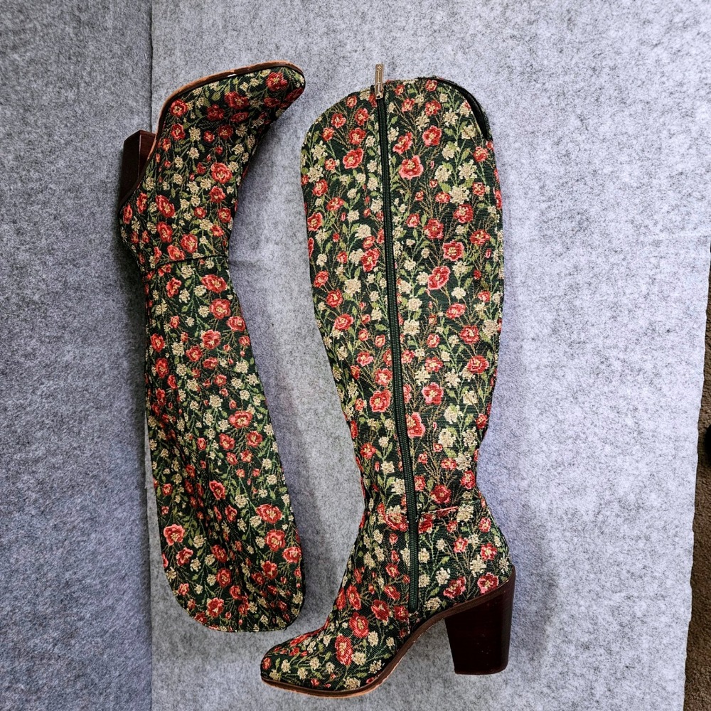 Jessica Simpson Ravyn Floral Tapestry Knee High Boots Square Toe Block Heel 10.5 - Picture 3 of 8